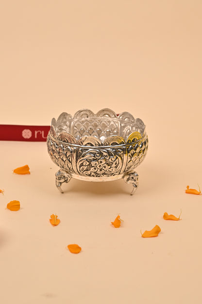 German Silver Elephant Urli – Decorative Festive & Home Décor Bowl