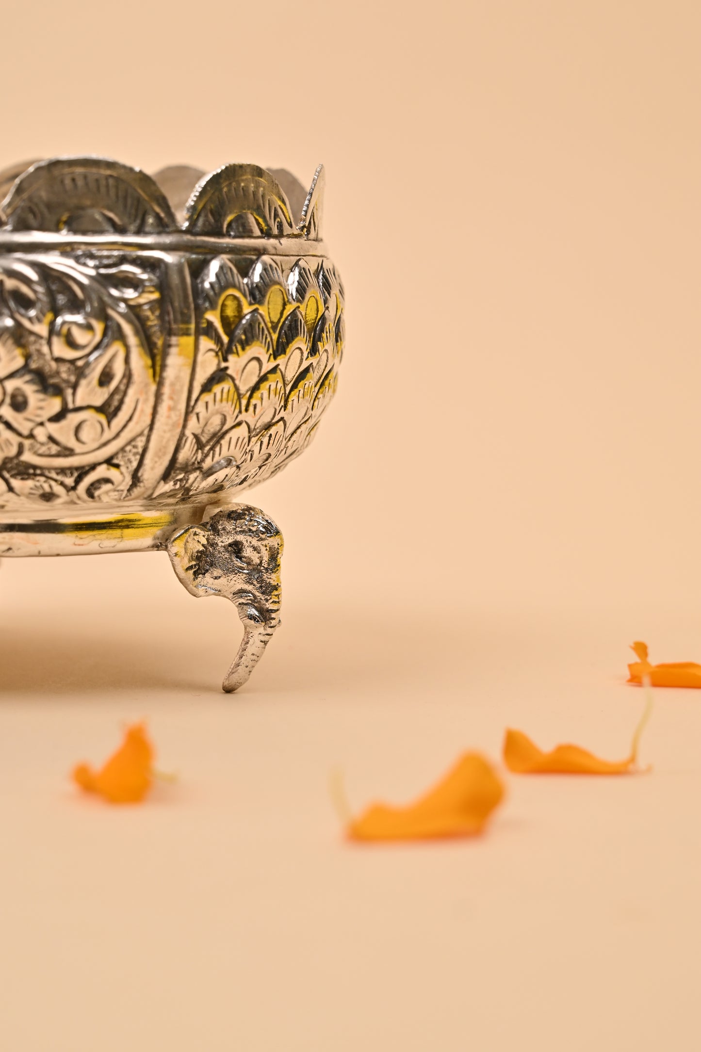 German Silver Elephant Urli – Decorative Festive & Home Décor Bowl