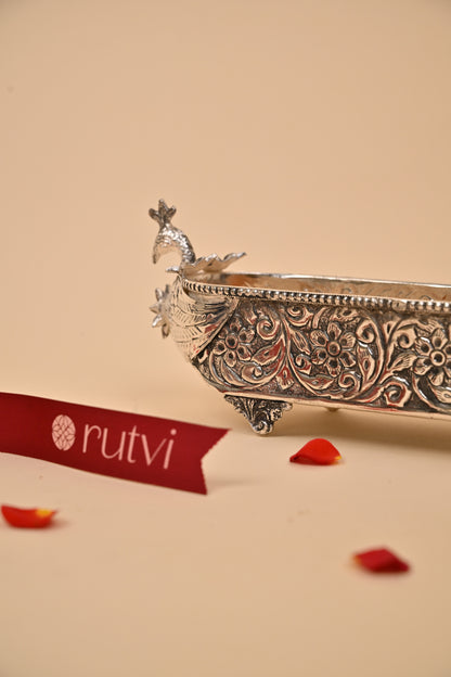 German Silver Peacock Boat Showpiece – Elegant Festive & Gifting Decor
