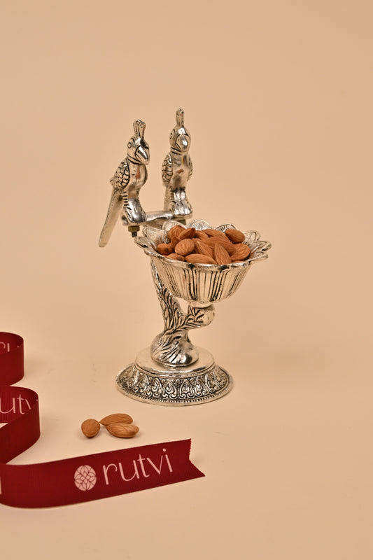 German Silver Two Birds Bowl – Artistic Festive & Decorative Centerpiece