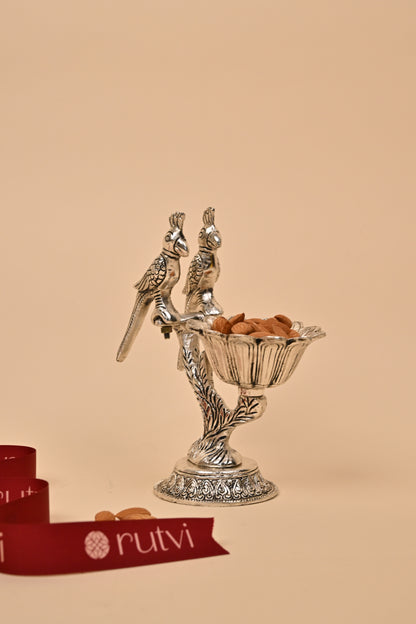 German Silver Two Birds Bowl – Artistic Festive & Decorative Centerpiece
