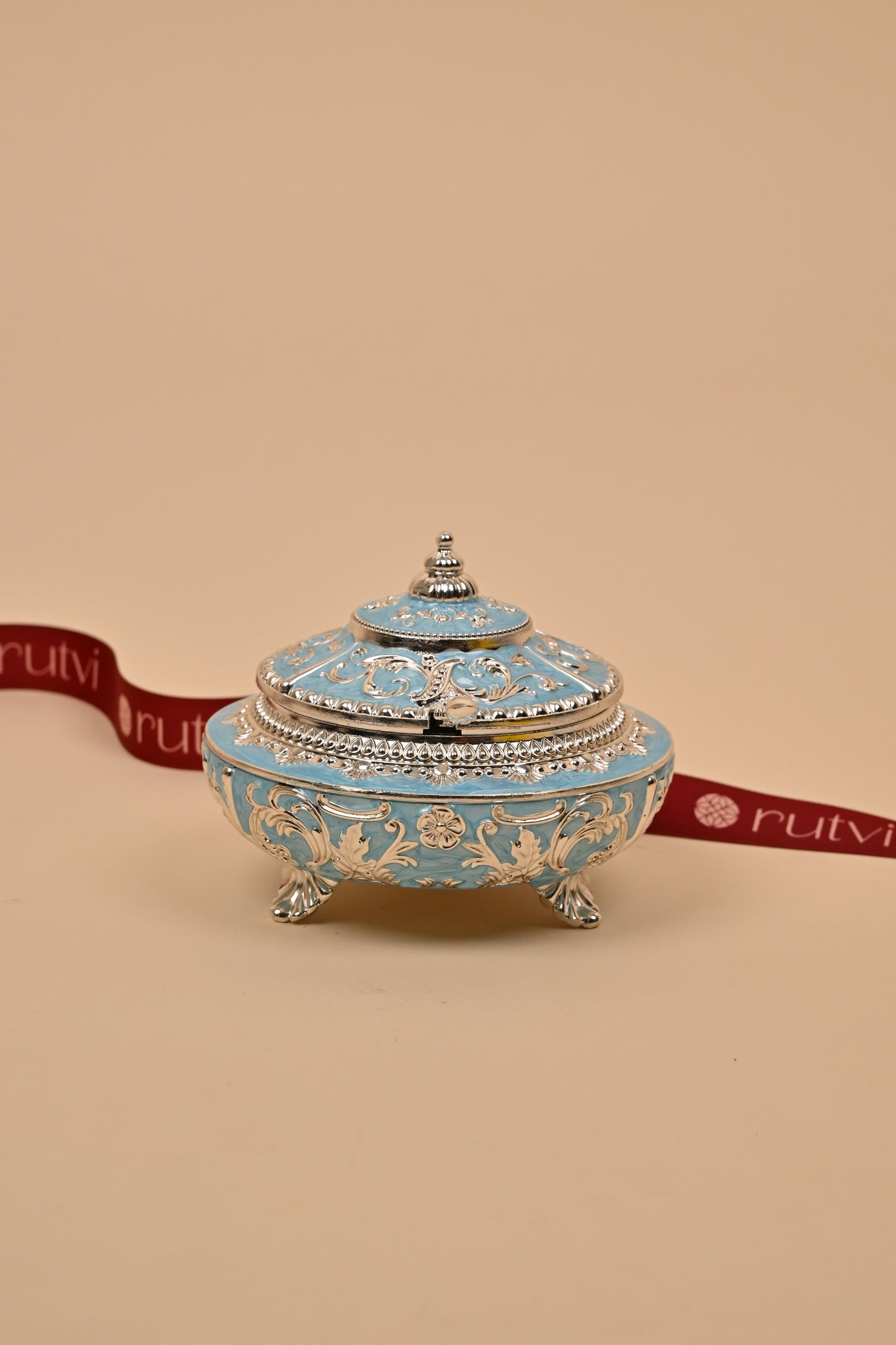 German Silver Blue Design Bowl – Elegant Festive & Decorative Piece