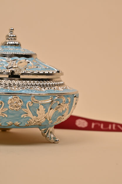German Silver Blue Design Bowl – Elegant Festive & Decorative Piece