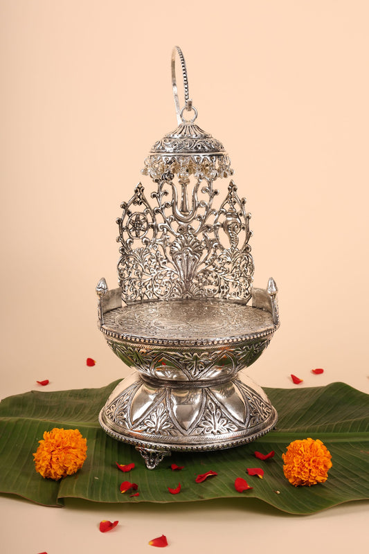 German Silver Singasan for Idols – Handcrafted Throne for Home Temple & Pooja Mandir