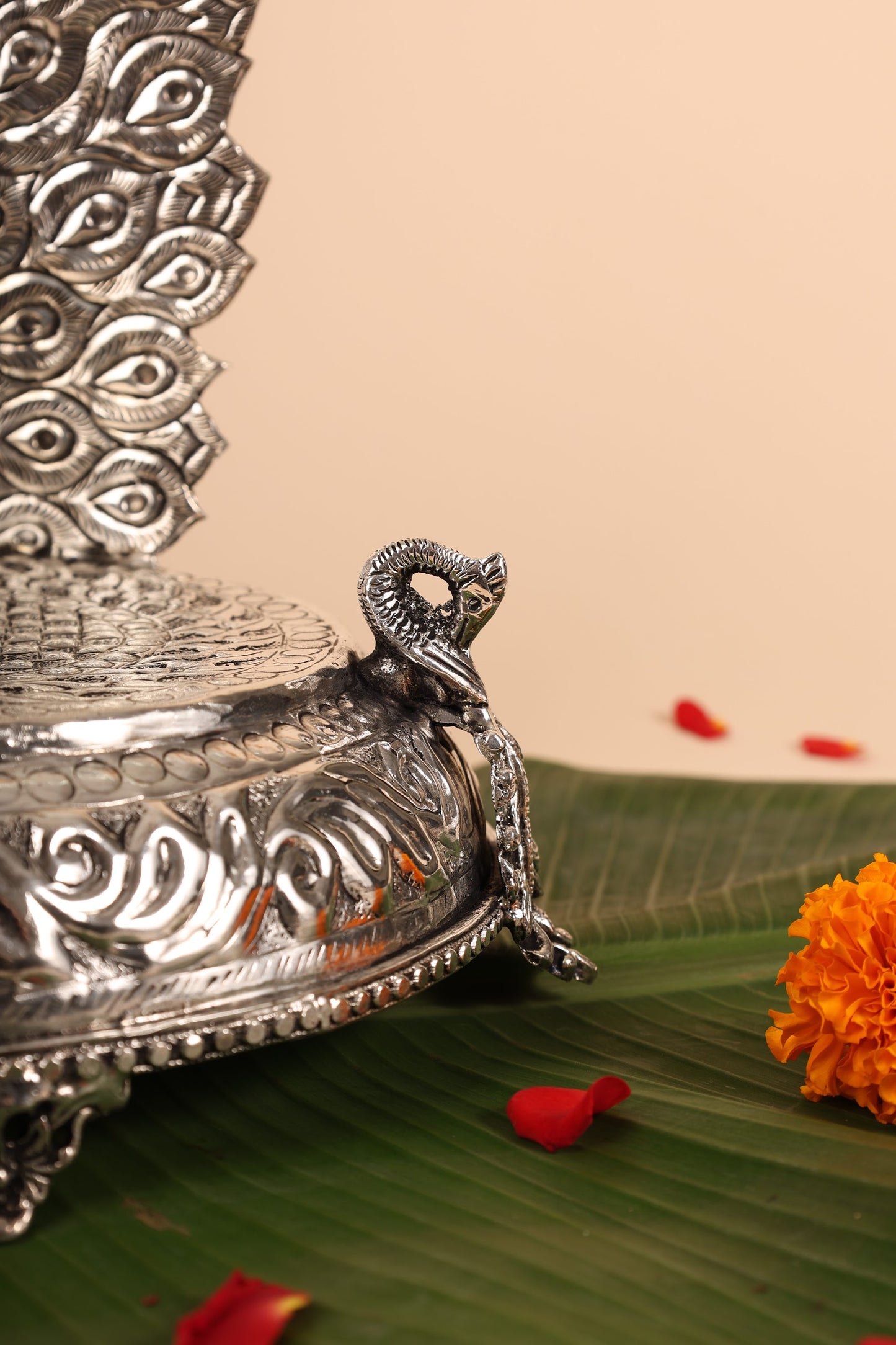 German Silver Singasan for Idols – Traditional Handmade Throne for Home Temple