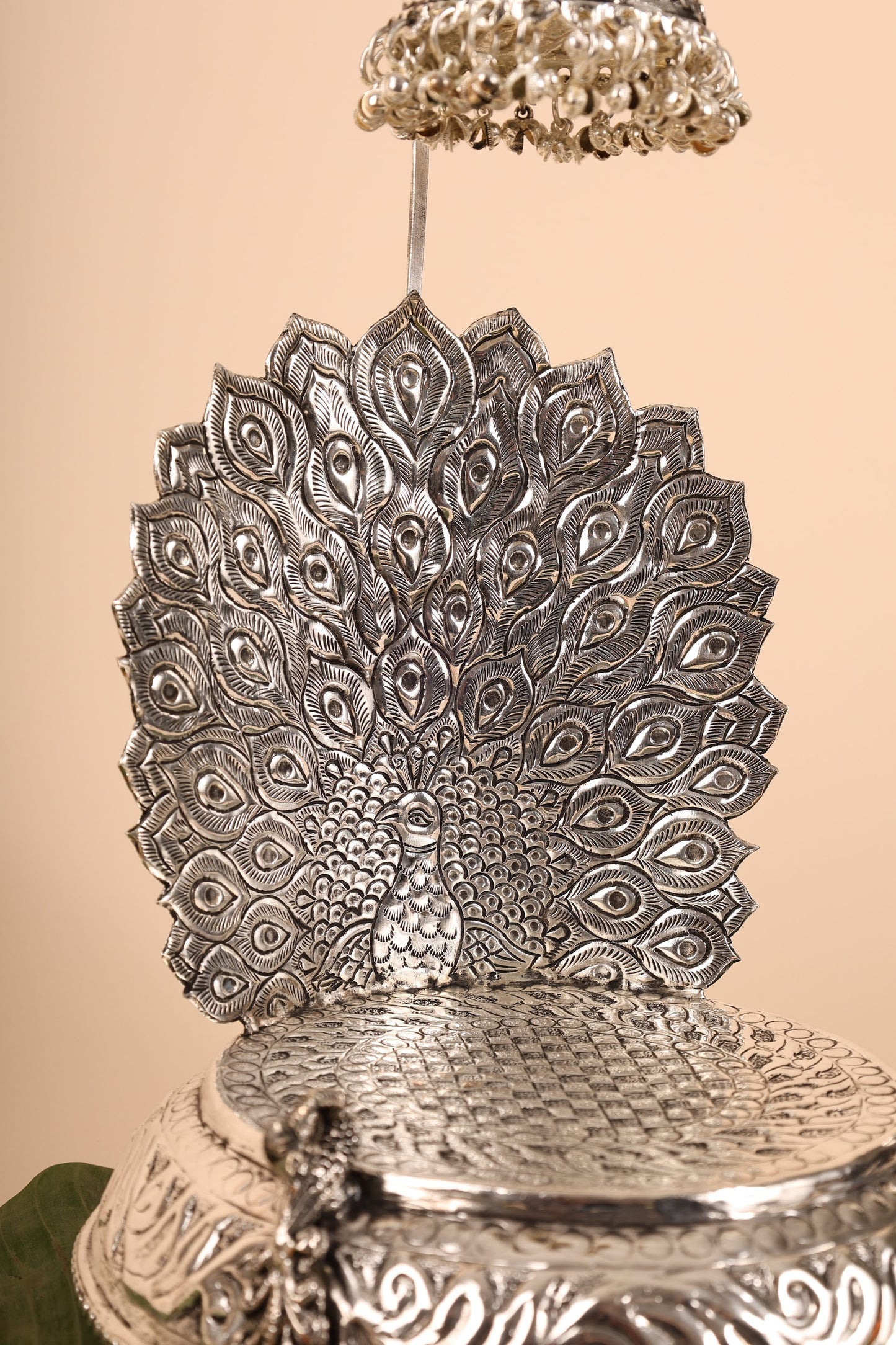 German Silver Singasan for Idols – Traditional Handmade Throne for Home Temple
