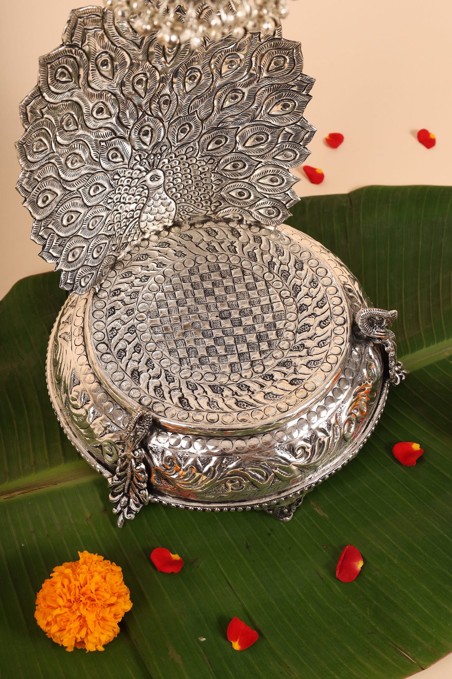 German Silver Singasan for Idols – Traditional Handmade Throne for Home Temple