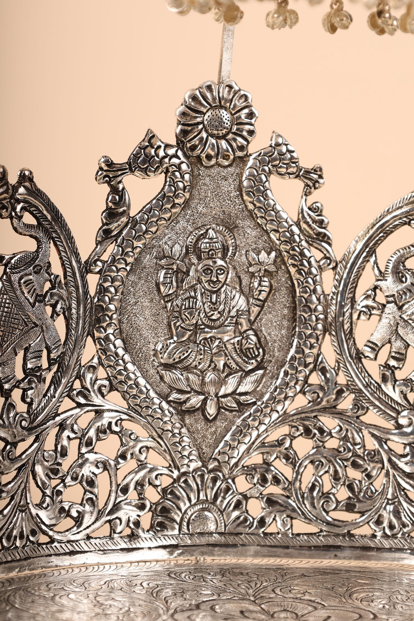 Oval Shape Swan Singasan in German Silver – Handcrafted Grand Throne for Idols & Pooja Mandir