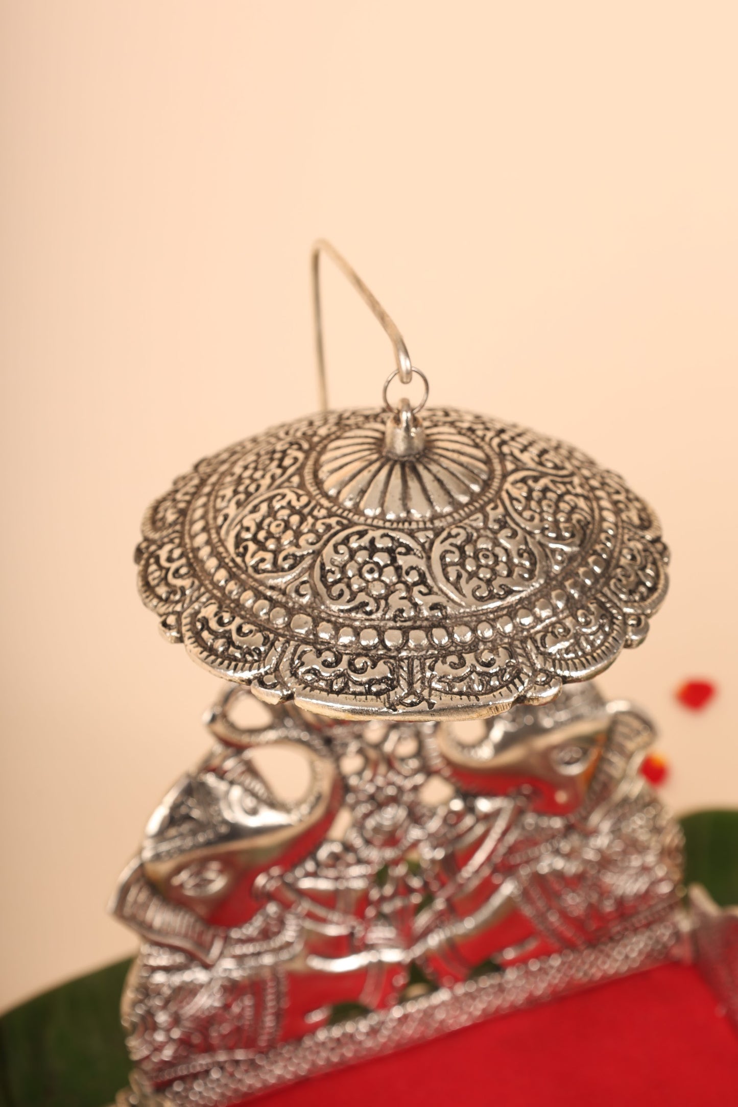 German Silver Singasan for Idols – Medium Handmade Throne for Home Temple & Spiritual Décor