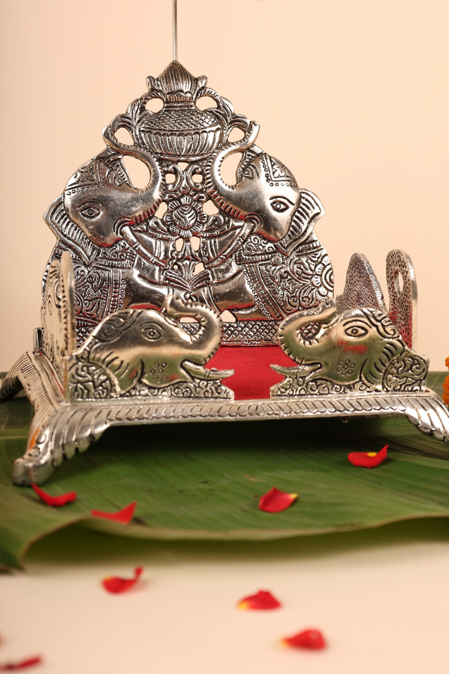 German Silver Singasan for Idols – Medium Handmade Throne for Home Temple & Spiritual Décor