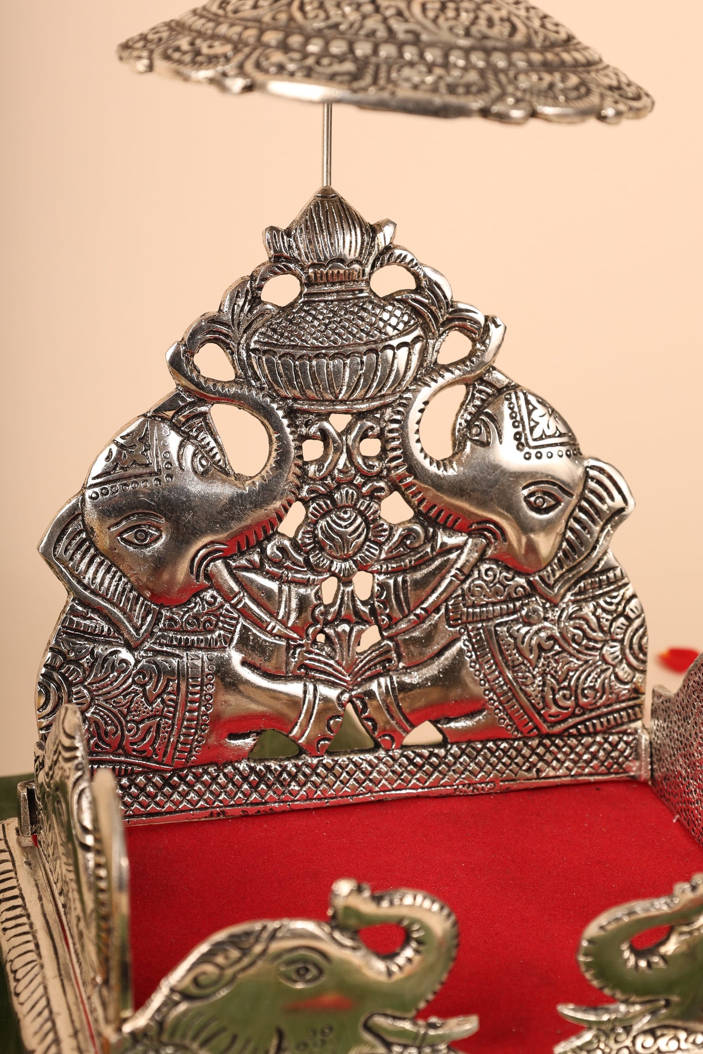 German Silver Singasan for Idols – Medium Handmade Throne for Home Temple & Spiritual Décor