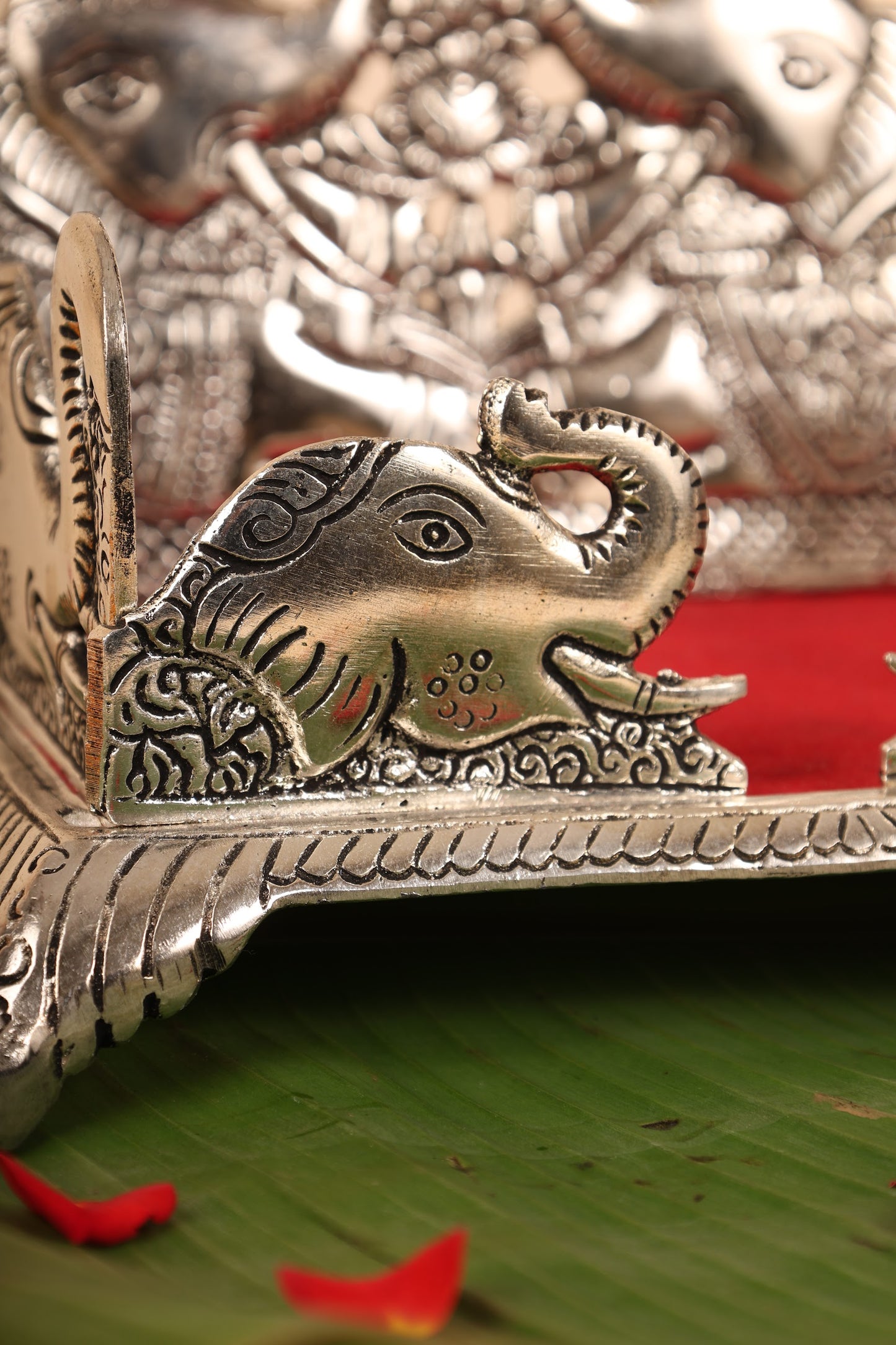 German Silver Singasan for Idols – Medium Handmade Throne for Home Temple & Spiritual Décor