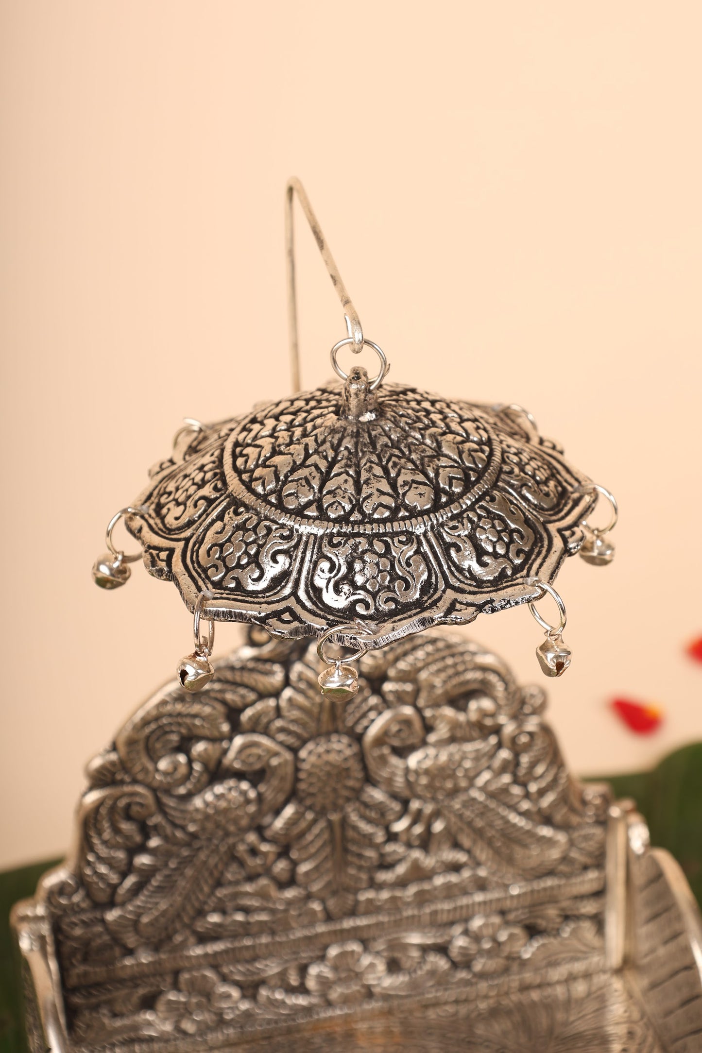 German Silver Singasan for Idols – Compact Handcrafted Throne for Pooja Room & Home Temple