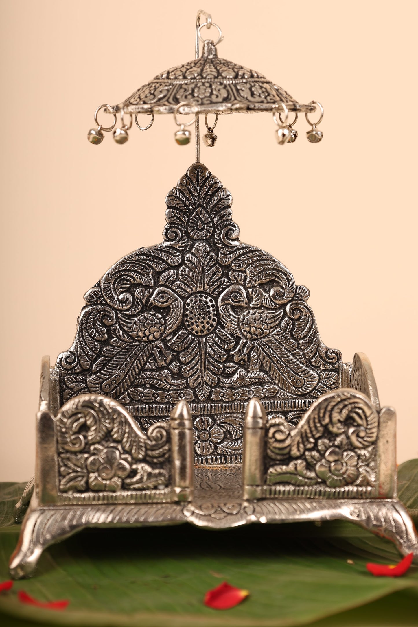 German Silver Singasan for Idols – Compact Handcrafted Throne for Pooja Room & Home Temple