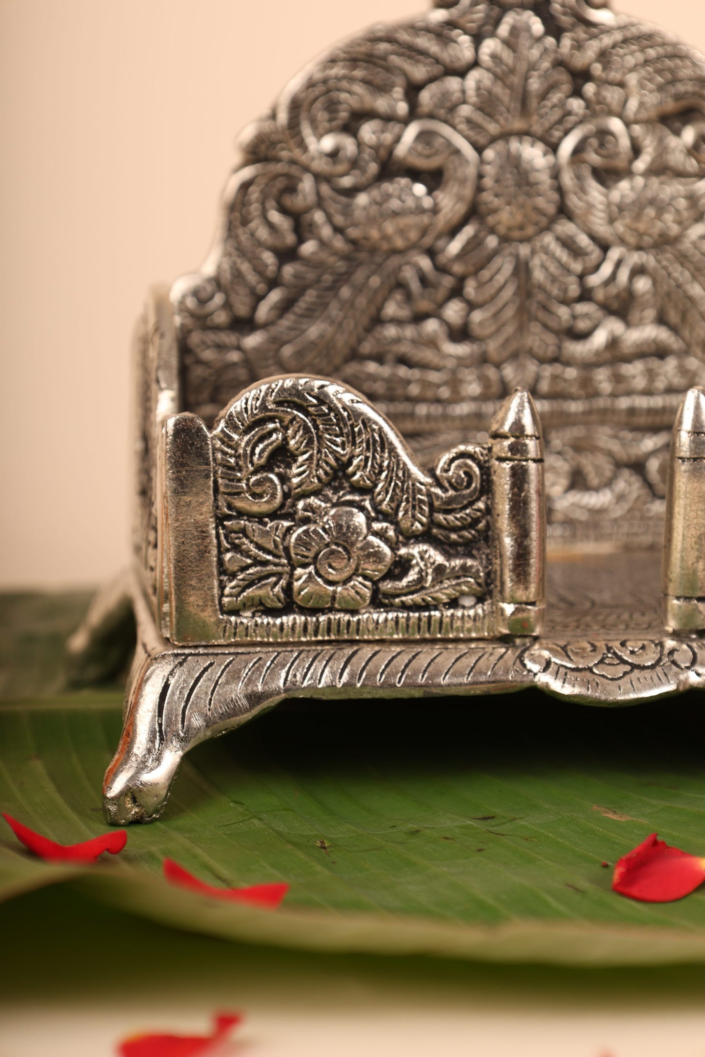 German Silver Singasan for Idols – Compact Handcrafted Throne for Pooja Room & Home Temple