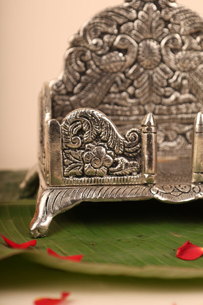 German Silver Singasan for Idols – Compact Handcrafted Throne for Pooja Room & Home Temple