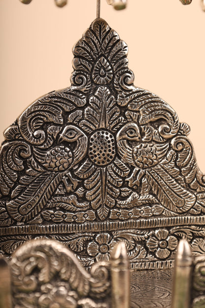 German Silver Singasan for Idols – Compact Handcrafted Throne for Pooja Room & Home Temple