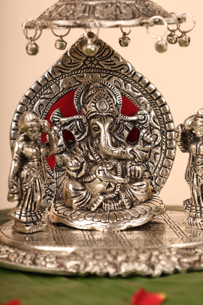 German Silver Ganesha Idol – Handcrafted Ganpati Murti for Pooja Room & Home Décor