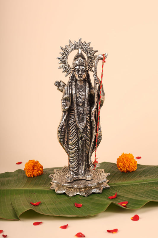 German Silver Lord Ram Idol – Handcrafted Ram Murti for Pooja Room & Spiritual Home Décor