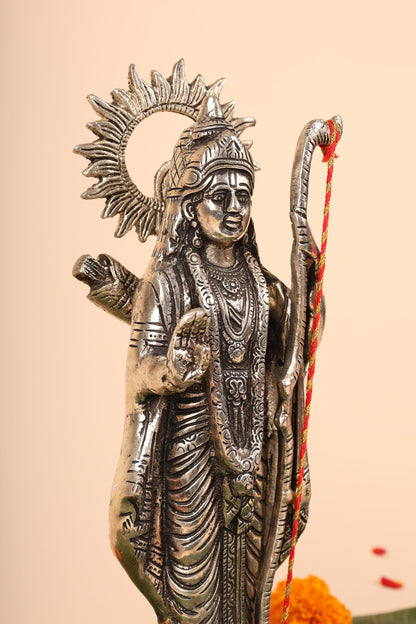 German Silver Lord Ram Idol – Handcrafted Ram Murti for Pooja Room & Spiritual Home Décor