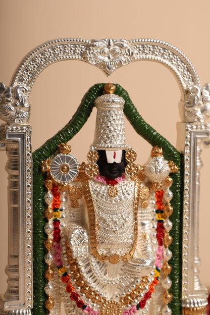 Silver Coated Venkateswara Swamy Idol – Handcrafted Balaji Murti for Pooja Room & Spiritual Décor