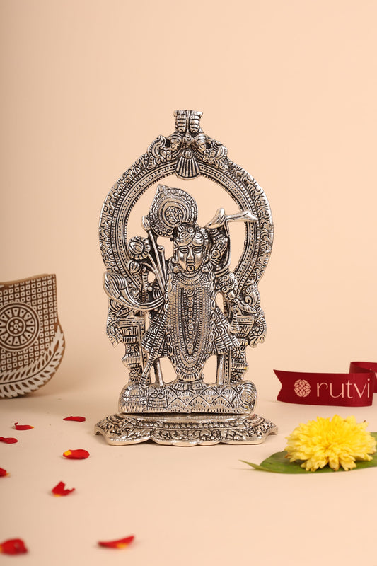 Shrinathji Nathdwara Idol in German Silver – Handcrafted Pushtimarg Murti for Pooja & Spiritual Décor