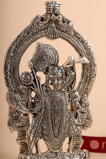 Shrinathji Nathdwara Idol in German Silver – Handcrafted Pushtimarg Murti for Pooja & Spiritual Décor