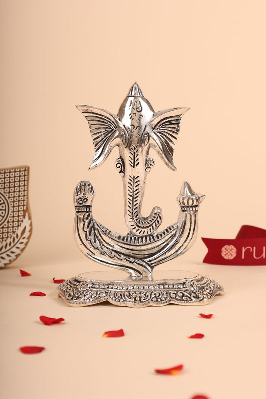 German Silver Ganesh Idol – Handcrafted Lord Ganesha Murti for Pooja Room & Auspicious Gifting