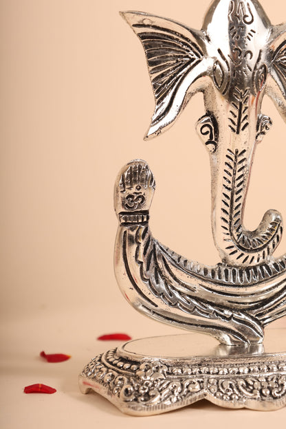 German Silver Ganesh Idol – Handcrafted Lord Ganesha Murti for Pooja Room & Auspicious Gifting