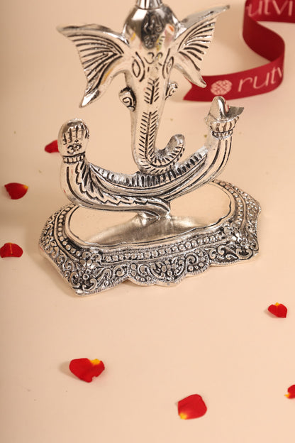 German Silver Ganesh Idol – Handcrafted Lord Ganesha Murti for Pooja Room & Auspicious Gifting