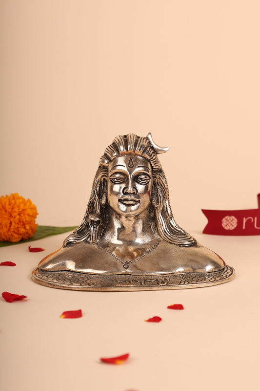 German Silver Adiyogi Idol – Handcrafted Shiva Statue for Meditation, Home Temple & Gifting