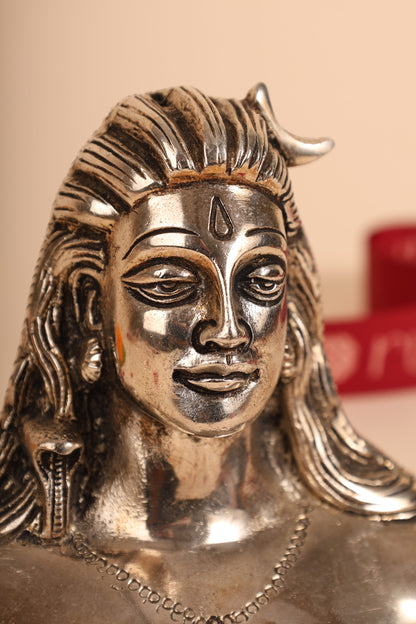 German Silver Adiyogi Idol – Handcrafted Shiva Statue for Meditation, Home Temple & Gifting