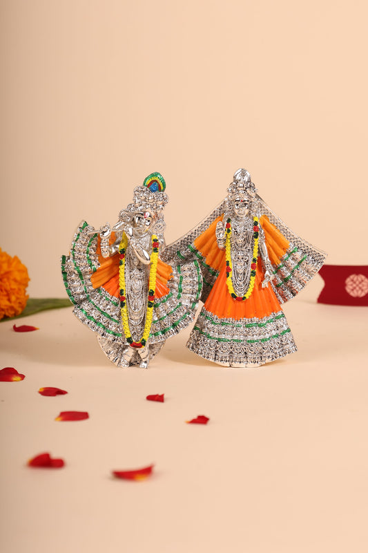 German Silver Radha Krishna Idol – Handcrafted Divine Couple Statue for Pooja Room & Gifting