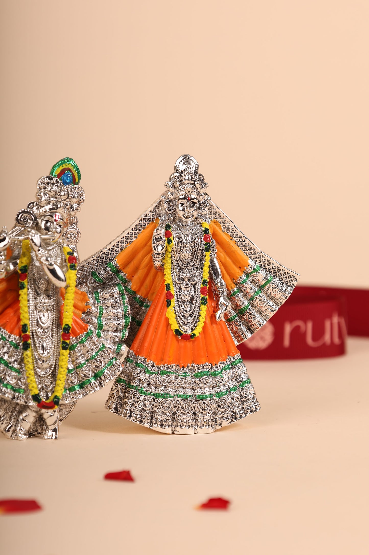 German Silver Radha Krishna Idol – Handcrafted Divine Couple Statue for Pooja Room & Gifting