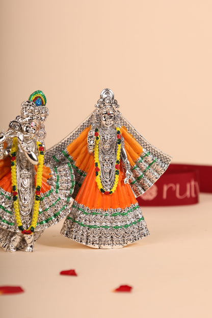 German Silver Radha Krishna Idol – Handcrafted Divine Couple Statue for Pooja Room & Gifting