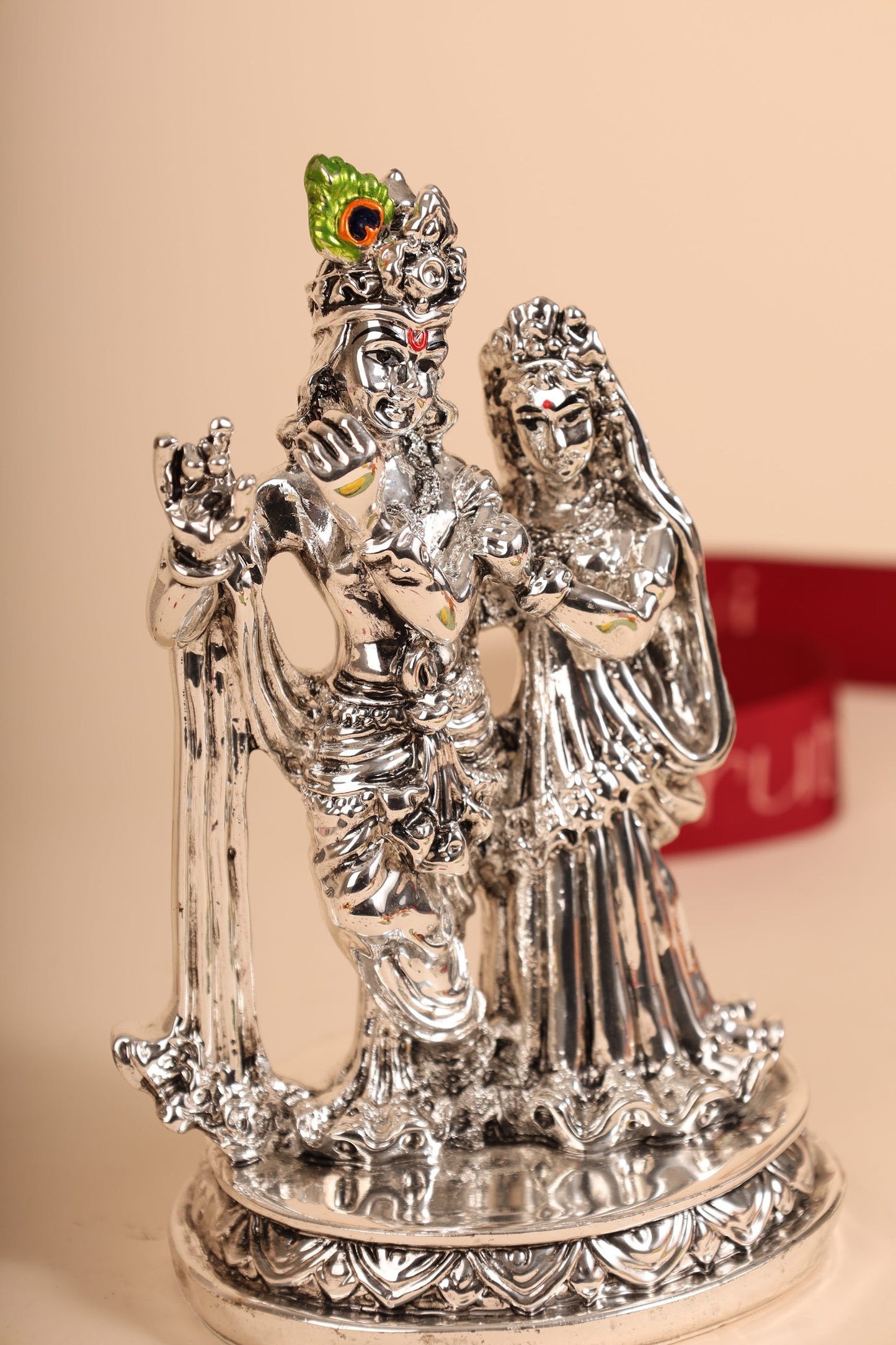 German Silver Radha Krishna Idol – Elegant Handcrafted Murti for Pooja, Home Temple & Festive Gifting