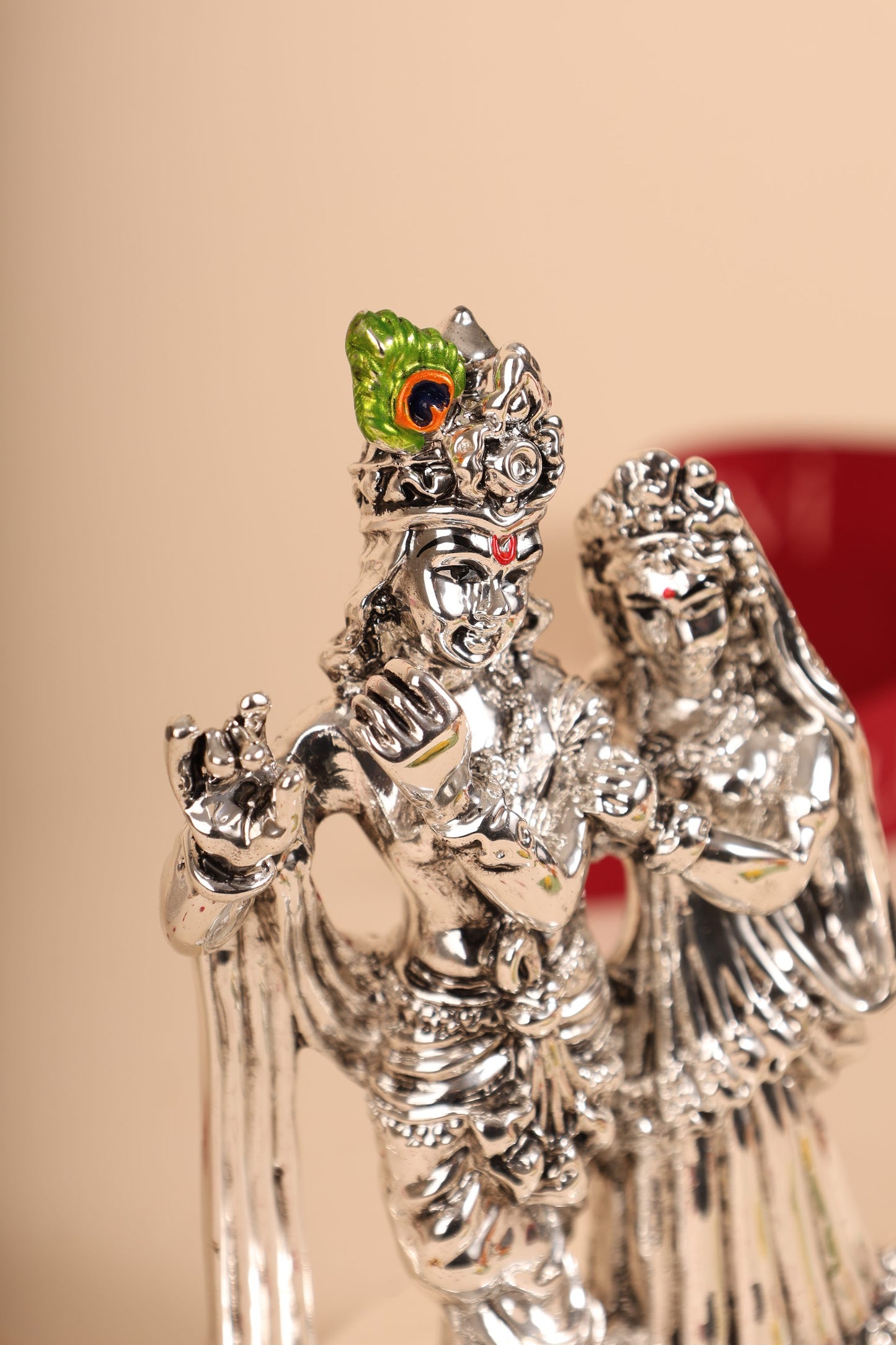 German Silver Radha Krishna Idol – Elegant Handcrafted Murti for Pooja, Home Temple & Festive Gifting