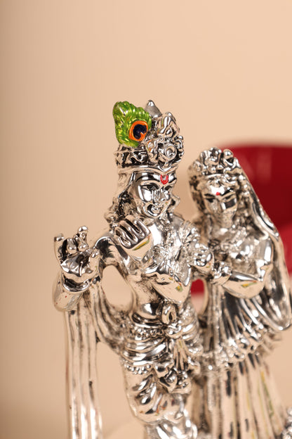 German Silver Radha Krishna Idol – Elegant Handcrafted Murti for Pooja, Home Temple & Festive Gifting