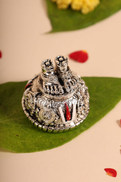 German Silver Venkateswara Swamy Padalu – Sacred Feet Idol for Pooja, Devotion & Gifting