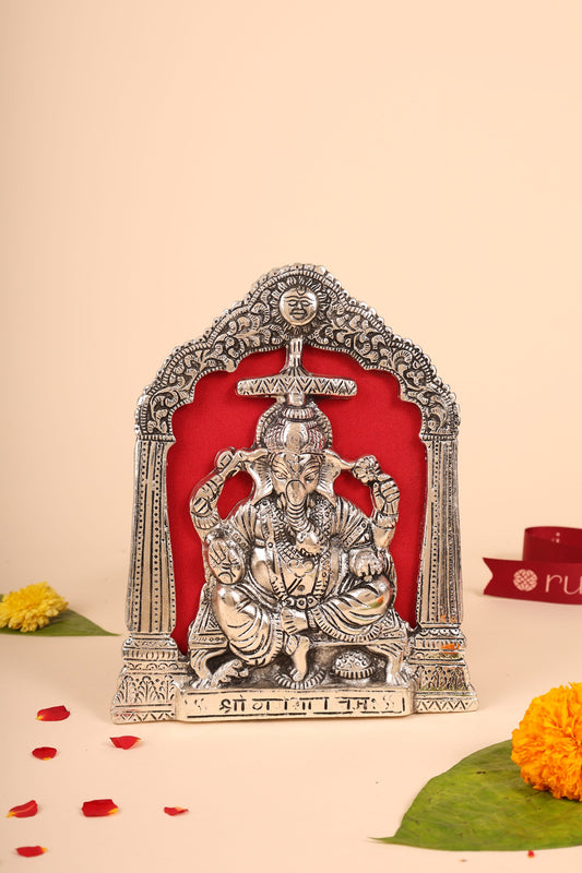 German Silver Ganesh Frame – Handcrafted Wall & Table Decor for Pooja Room & Gifting