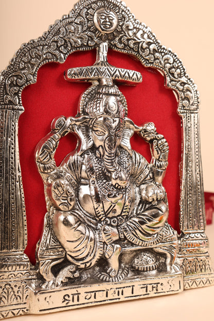 German Silver Ganesh Frame – Handcrafted Wall & Table Decor for Pooja Room & Gifting
