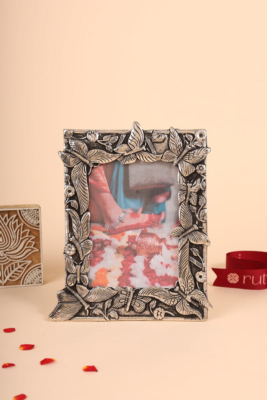 German Silver Butterfly Photo Frame – Elegant Handcrafted Decorative Frame for Home & Gifting