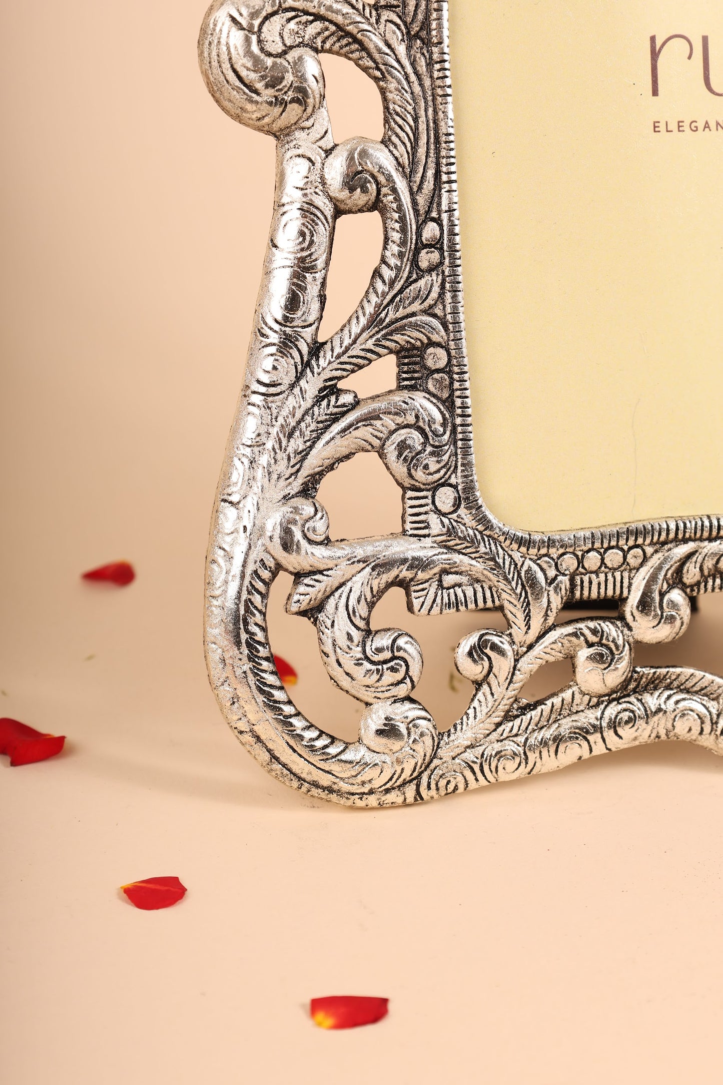 German Silver Large Photo Frame – Handcrafted Decorative Frame for Home, Temple & Gifting