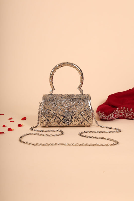 German Silver Women’s Purse – Handcrafted Ethnic Clutch for Festive & Traditional Wear
