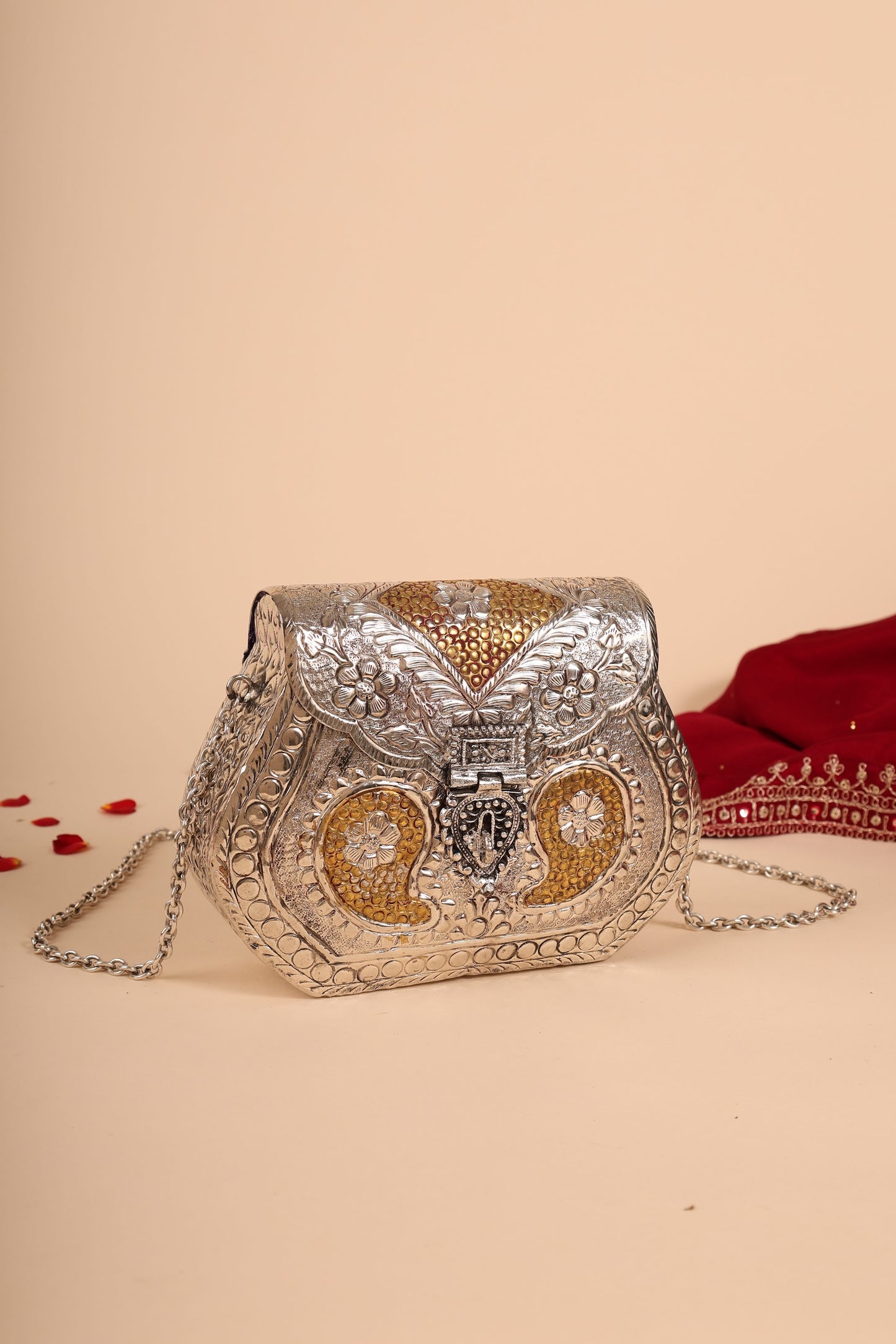 German Silver Women’s Hand Purse – Traditional Handcrafted Clutch for Weddings & Festive Gifting