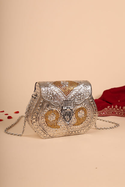 German Silver Women’s Hand Purse – Traditional Handcrafted Clutch for Weddings & Festive Gifting
