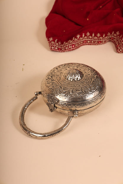 German Silver Women’s Clutch Purse – Handcrafted Ethnic Bag for Weddings & Festive Occasions