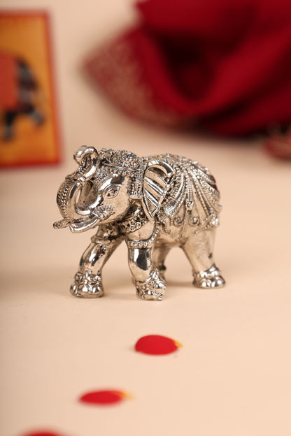 Pure Silver Dipped Elephant Idol – Auspicious Gift for Weddings & Festive Occasions