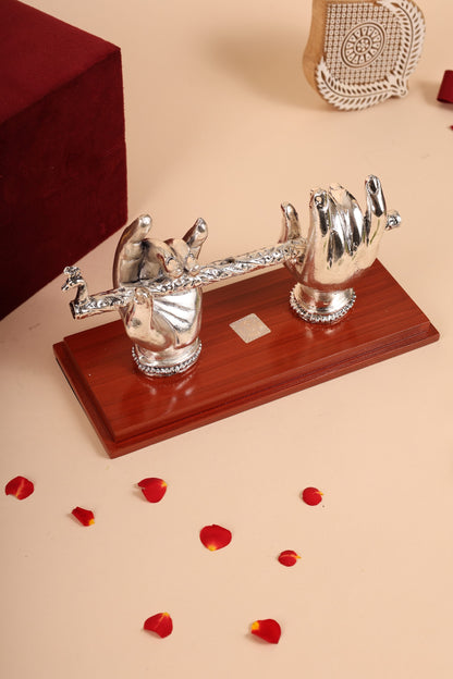 Pure Silver Krishna’s Hand with Flute – Divine Decorative Idol for Pooja & Gifting