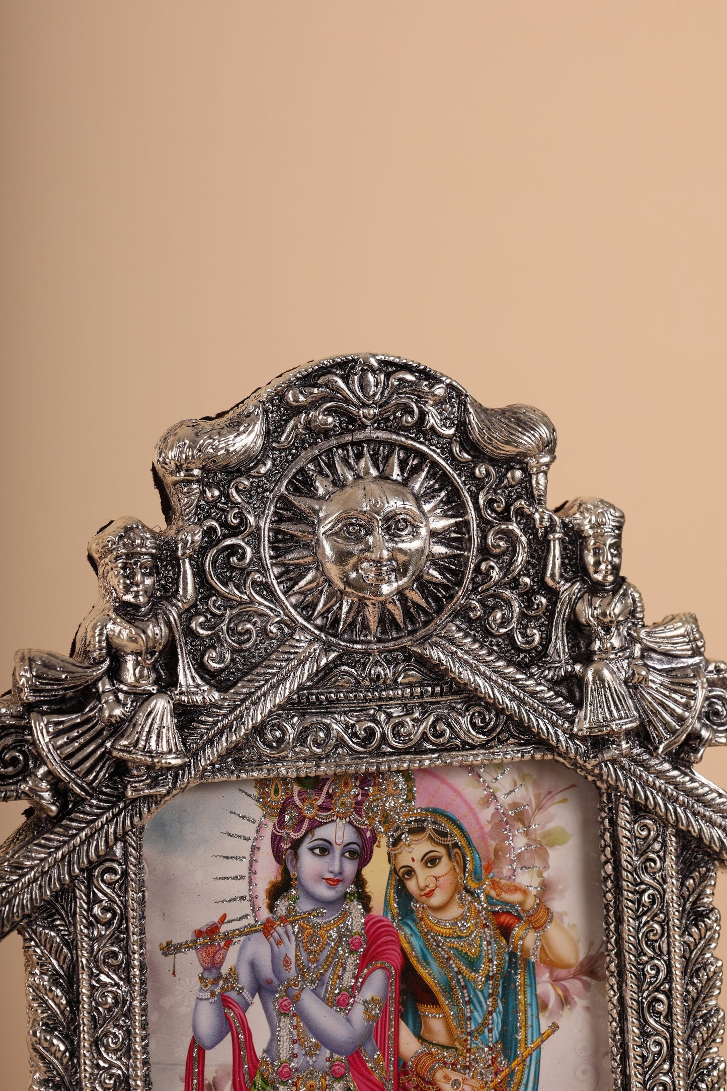 Elegant German Silver Vertical Photo Frame – Ornate Home Decor & Spiritual Gift